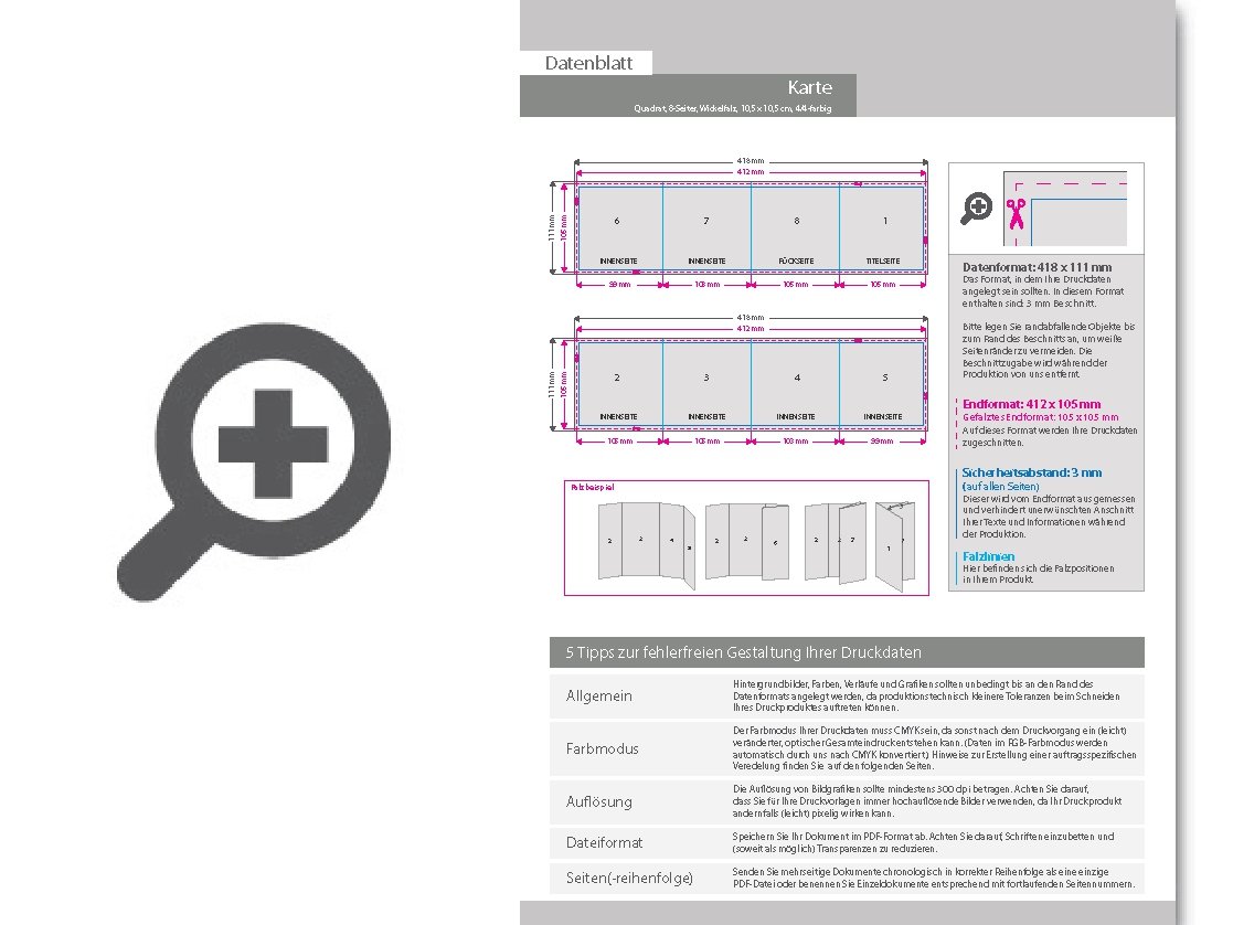 Product Bild einladungskarte__gefalzt_auf_quadrat_10_5_cm_x_10_5_cm__vertikaler_wickelfalz__8-seitig